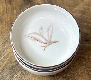 DRAGON FLOWER 2 Dessert Bowls 5" & 1 Serving Bowl 9.5" Brown Trim Winfield USA - Picture 1 of 7