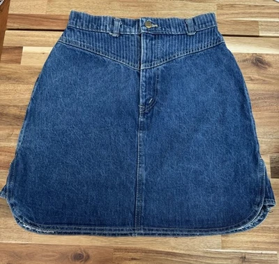 Falda Años 80 Mujer 11 Azul Denim 2 Tonos Juniors His Chic Línea A Rayas A Atardecer Azul Foto 1 de 4