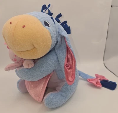 Fisher-Price Plush Blue Pastel Eeyore Holding Pink Bunny Rabbit 2005 Disney - Image 1 of 4