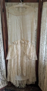 Vintage Art Deco Flapper Ivory Silk Lace Dress or Wedding Alternative tlc - Picture 1 of 21