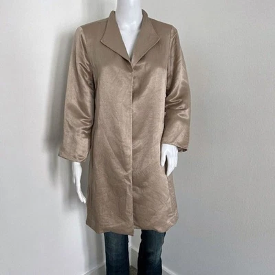 Eileen Fisher Women's Collared Jacket Size S Champagne Gold Organic Linen Silk - Image 1 of 4