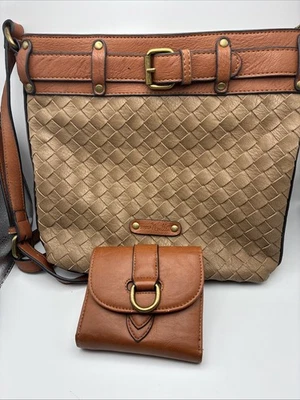 Simply Noelle Shoulder Bag Crossbody Purse With Wallet Weave Tan Brown - Image 1 of 4