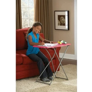 Adjustable Height Personal Folding Table And Chair , Pink - Picture 1 of 5