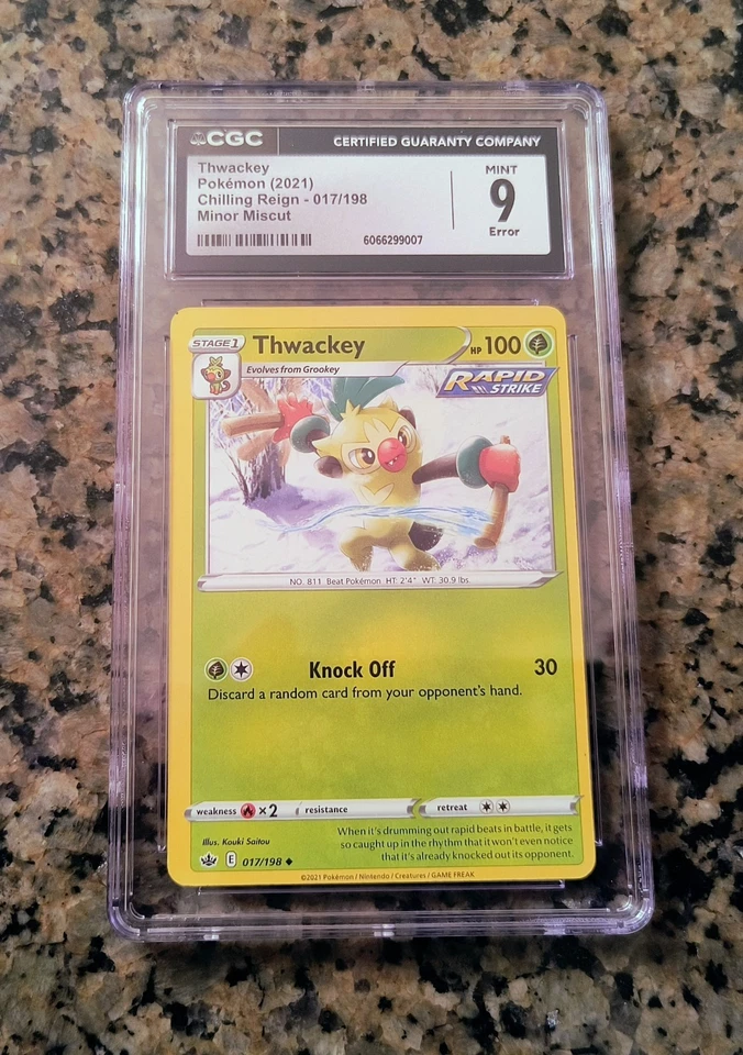 Thwackey Miscut Error Pokemon Card Graded CGC 9 MINT Chilling Reign 017/198 2021 - Image 1 of 3