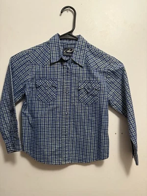 Camisa a Presión Roper Niñas Western Manga Larga Talla S (6-6X) Azul Cuadros/Dorado Brillo Foto 1 de 4