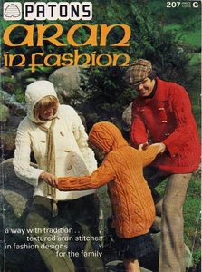 ~Vintage 1977 Patons Aran in Fashion Knitting Pattern Book ~  16 Family Patterns - Picture 1 of 10