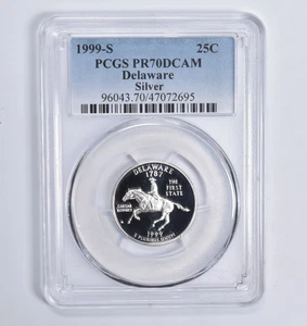 PR70 DCAM 1999-S Silver Delaware Quarter PCGS Blue Lbl *1743 - Picture 1 of 5