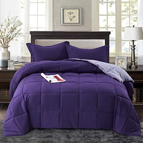 HIG 3pc Down Alternative Comforter Set - All Season Reversible Comforter with...