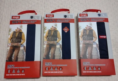 LOTE DE 3 CAMISAS TÉRMICAS DE PESO PESADO ROPA DE TRABAJO WRANGLER PARA HOMBRE TALLA L AZUL MARINO Foto 1 de 4