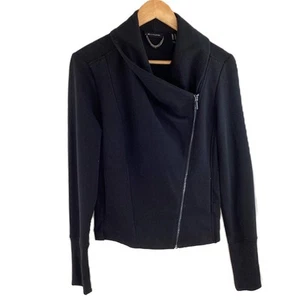 H by Halston Black Cotton Blend Draped Collar Zip Up Jacket UK 16 - Picture 1 of 3
