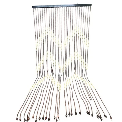 Cortina de cuentas de madera vintage retro boho hippie en zigzag chevron Foto 1 de 4