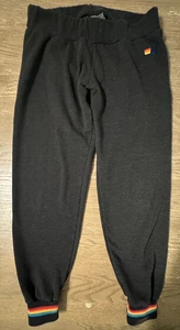 Pantalones deportivos Aviator Nation talla mediana negros retro preppy ocio ropa de calle - Imagen 1 de 11