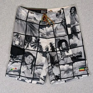 Billabong X Bob Marley Board Shorts Men's 34 Gray Recycler 9.5" Photo Collage - Picture 1 of 13