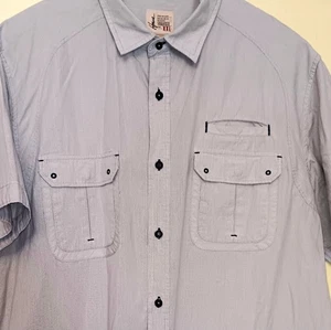 Howe Collared Shirt Mens XXL Grey Pinstripe Button up Short-Sleeve Casual - Picture 1 of 18