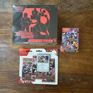 Pokémon TCG Destined Rivals ETB + Booster Bundle + 3 Pack Blister - IN HAND ✅ - Picture 1 of 7