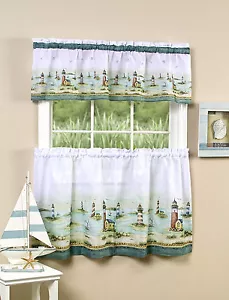 Lighthouses Complete Cafe Kitchen Curtain Tier and Valance Set - Assorted Sizes - Picture 1 of 1