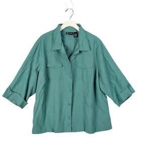 Maggie Barnes Button Top 3/4 Sleeve Plaid Career Office Women Size 22W Western - Picture 1 of 8