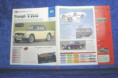 Triumph TR6 (#38) Carta Da Collezione Dati Info Immagini - Fascino Auto Da Sogno - Immagine 1 di 2