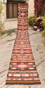 Alfombra Turca 31''x309'' EXTRA LARGA Corredor Kilim Corredor Kilim Escaleras Alfombra 2x25 - Imagen 1 de 9