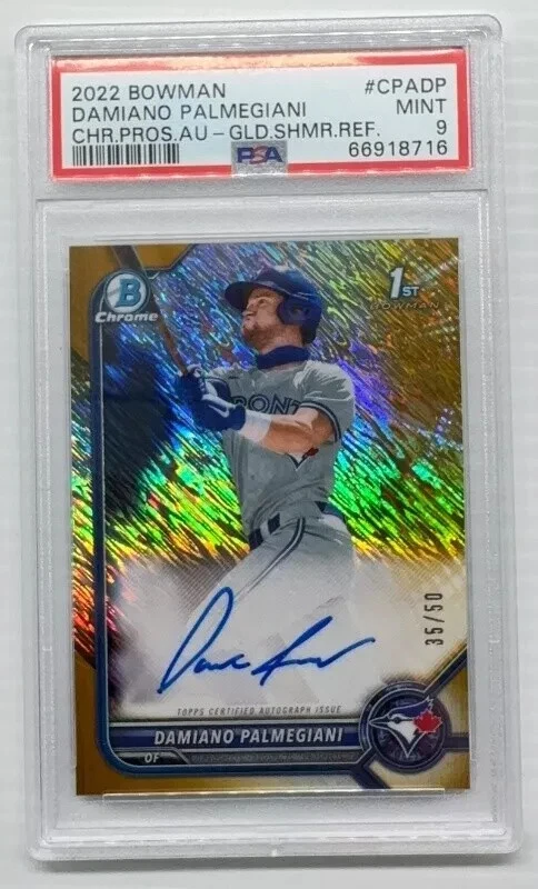 2022 Bowman Chrome Damiano Palmegiani Gold Shimmer Refractor Auto #35/50 PSA 9 - Image 1 of 2