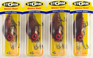 (LOT OF 4) STORM WIGGLE WART ORIGINAL 3/4OZ AV059 PHANTOM BROWN CRAYFISH J4222 - Picture 1 of 3