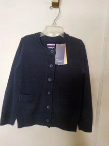 NWT $32 French Toast Navy Cardigan Girls Sweater, Size 4/5, XS Crew Neck - Picture 1 of 3