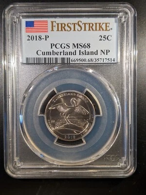 2018-p PCGS MS-68 Cumberland Island NP National Park ATB Quarter First Strike FS - Image 1 of 2