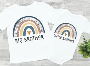 Big brother little brother sibling t shirt cute rainbow design matching brothers - Picture 1 of 2