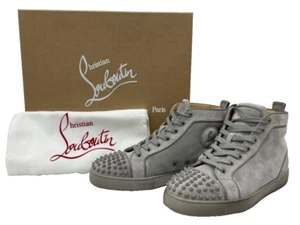 Christian Louboutin Hombre Zapatillas Corte Alto Gamuza Gris EU42.5 Usadas - Imagen 1 de 13