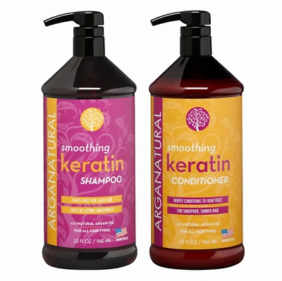 Champú Y Acondicionador Arganatural Con Queratina ~ Suavizante Y Brillo 2x960ml - Imagen 1 de 4