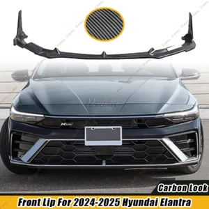 For 2024-2025 Hyundai Elantra Carbon Fiber Look Front Bumper Lip Spoiler 5PCS - Picture 1 of 12