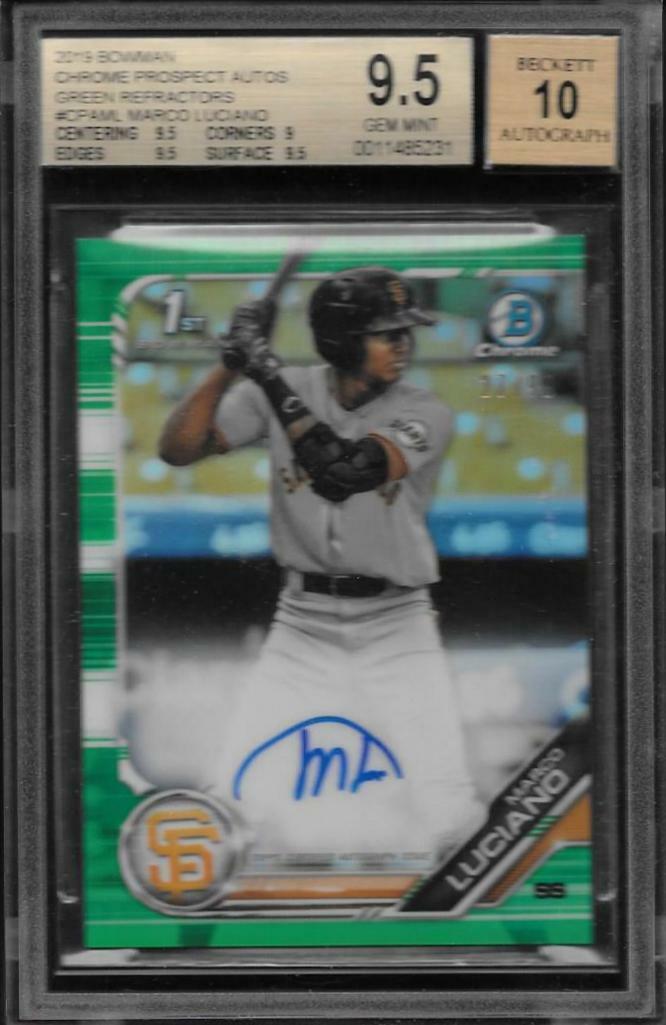2019 Bowman Chrome Green Refractor Auto Marco Luciano 27/99 BGS 9.5 10 AUTO