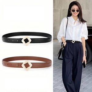 Leather Versatile Belt Elegant for Suits Jeans Dresses Business Casual Black - Picture 1 of 7