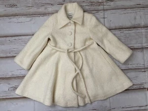 Helena Neiman Marcus Ivory Dress Coat Girls size 4 Lined Swing Coat Wool Blend - Picture 1 of 8