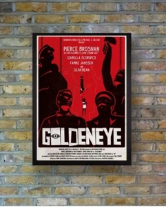Classic 007 "Goldeneye" A3 Framed Movie Retro Canvas Poster Print 1995 - Picture 1 of 3