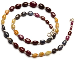 Collar de 18" de cuentas pepita de zafiro arco iris natural de 6 a 11 mm - Imagen 1 de 7