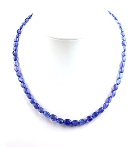 Tanzanite chain gemstone chain blue oval smooth ground necklace approx. 46.5 cm - Picture 1 of 8