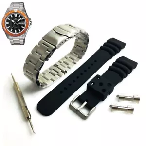 Steel & Silicone Replacement Watch Band Fits Casio Edifice EFM-100 EFM100D-1A4V - Picture 1 of 6