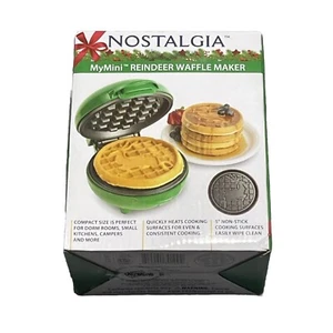 Nostalgia MyMini Reindeer Waffle Maker Non-stick Easily Clean (Brand New) - Picture 1 of 2