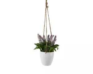 Künstlicher Lavendel 20cm im Hängetopf Kunstpflanze Lavendelpflanze Topfpflanze - Bild 1 von 1