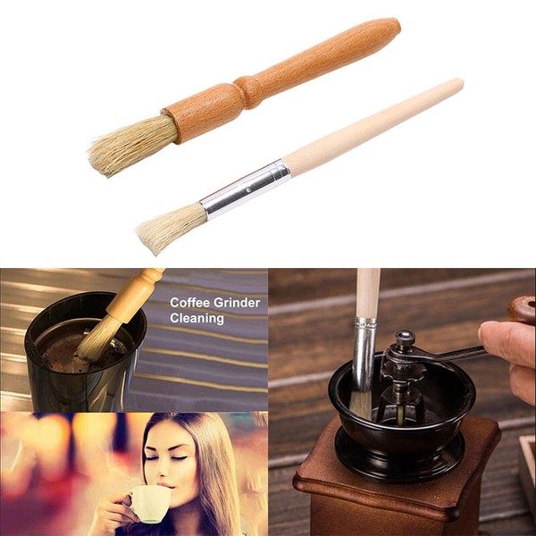 Coffee Grinder Cleaning Brush Wood Handle Natural Bristles Wood Dusting Home~dy Photo Related