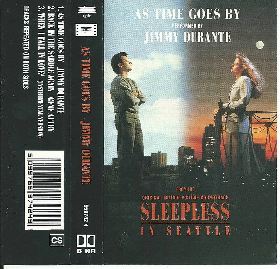 Jimmy Durante ‎ As Time Goes By CASSETTE SINGLE SLEEPLESS IN SEATTLE  3 TRACKS - Image 1 of 3