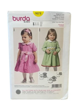 Burda Kids 9371 Dress & Pants Sewing Pattern US 3M-2 Easy - Image 1 of 2