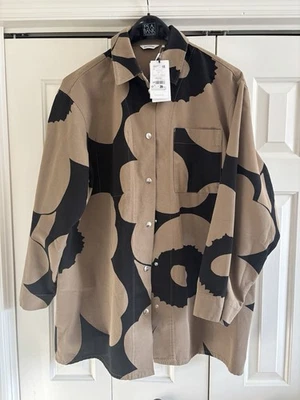 NWT Marimekko Abstraktio Unikko Cotton Shirt Jacket with snap buttons Size 44 - Image 1 of 4