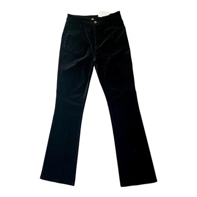 全新 Boston Proper 女式黑色天鹅绒靴裤牛仔裤口袋 4 码 — 第 1/4 张图片