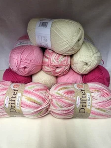 Job lot bundle of Baby DK Knitting yarns king cole drifter pink creams 10 x 100g - Picture 1 of 2