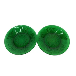 Lotto 2 piatti sandwich con ancoraggio verde foresta smeraldo vintage 4,5" stoviglie - Foto 1 di 6