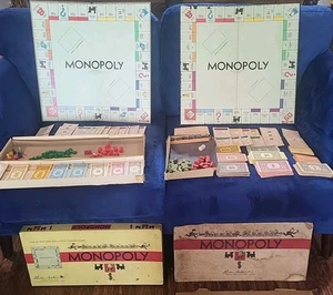 Parker Brothers Monopoly Chas B Darrow 1935 & 1946 unvollständig beschädigte getragene Boxen - Bild 1 von 23