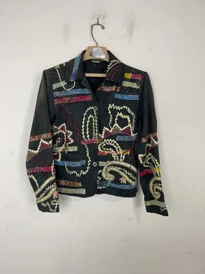 Chaqueta Para Mujer Perejil y Salvia Bordada Patchwork Talla S Bohemia Artística Foto 1 de 4
