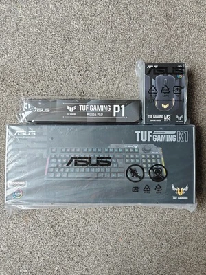 ASUS TUF Gaming Bundle: K1 Keyboard + P1 Mousepad + M3 Mouse – NEW SEALED - Image 1 of 2